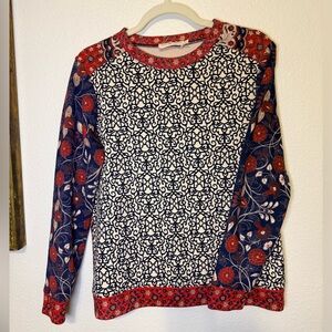 Tory Burch Red and Blue Patterned Sweatshirt